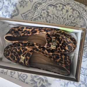 Giani Bernini Leopard-Print Moccasins with Gold Logo Accent
